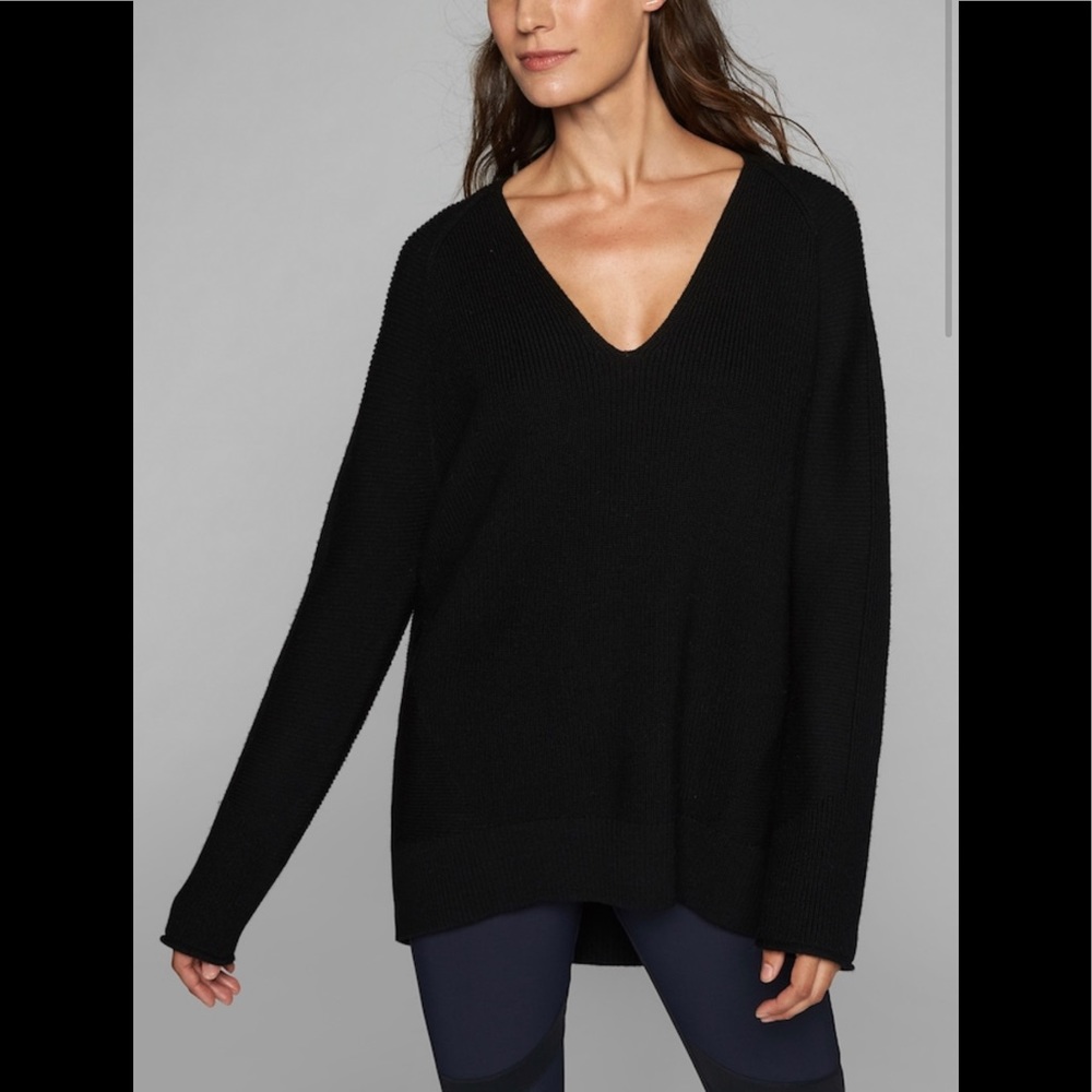 Athleta Hanover V-Neck Sweater Black